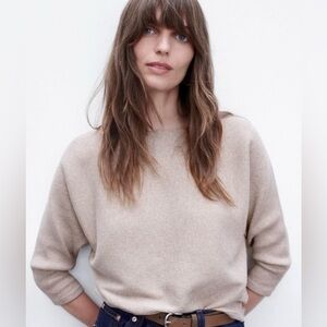 R Label The Reset Ribbed Boatneck Dolman Linen Cotton Sweater Natural S/M